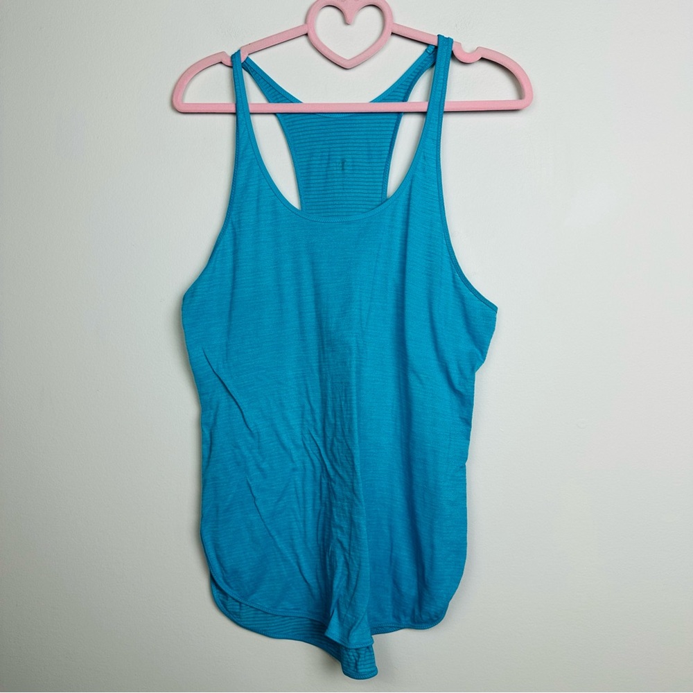 lululemon athletica What the sport singlet Top Blue Striped Tank Top